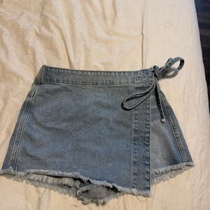 We The Free Light Blue Denim Skirt
